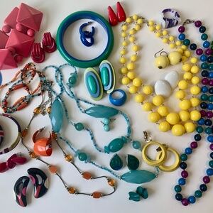 30+ Piece Vintage to Now Colorful Jewelry Lot